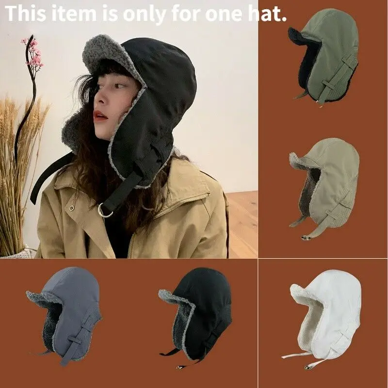 

Unisex Mens Womens Trapper Hats Russian Winter Warm Fur Lined Windproof Ski Hat Thicken Lining Snow Beanies Bomber Cap