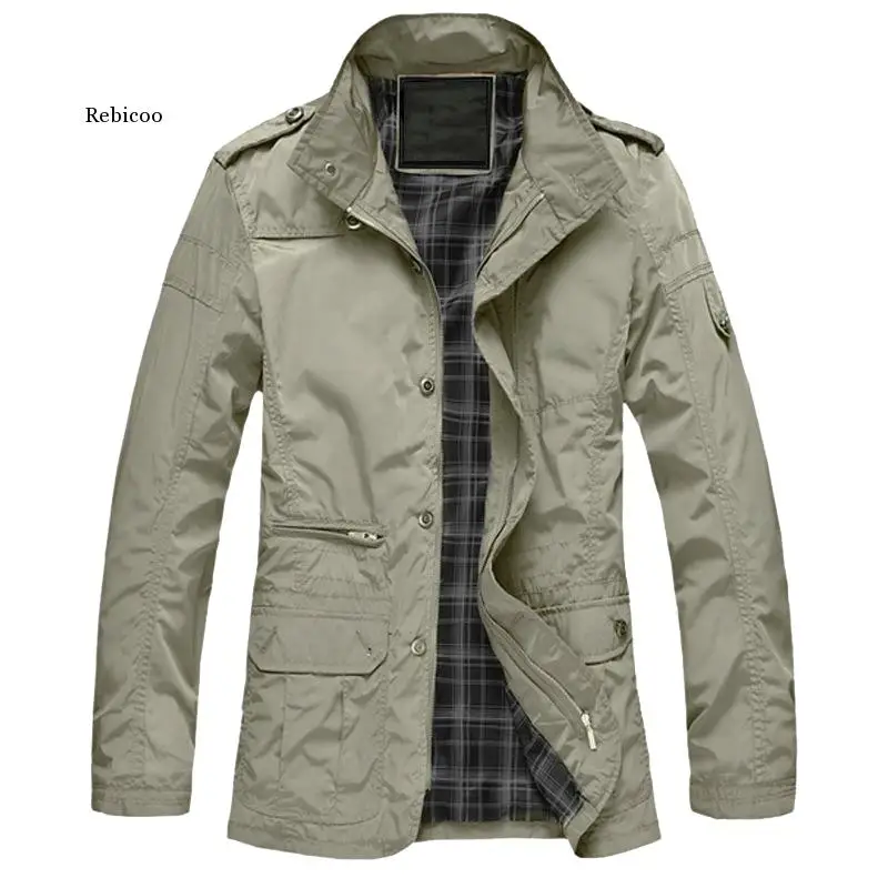 

M-5Xl Men Big Size Casual Long Jacket Spring Autumn Male Business Windbreak Thin Outwear Parka Loose Varsity Bomber Coat