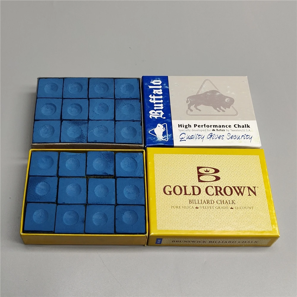 Billard Chalk 12 pcs Brunswick Gold Crown Buffalo High Performance Chalks Professional Carom Pool Snooker Billiard Accessories