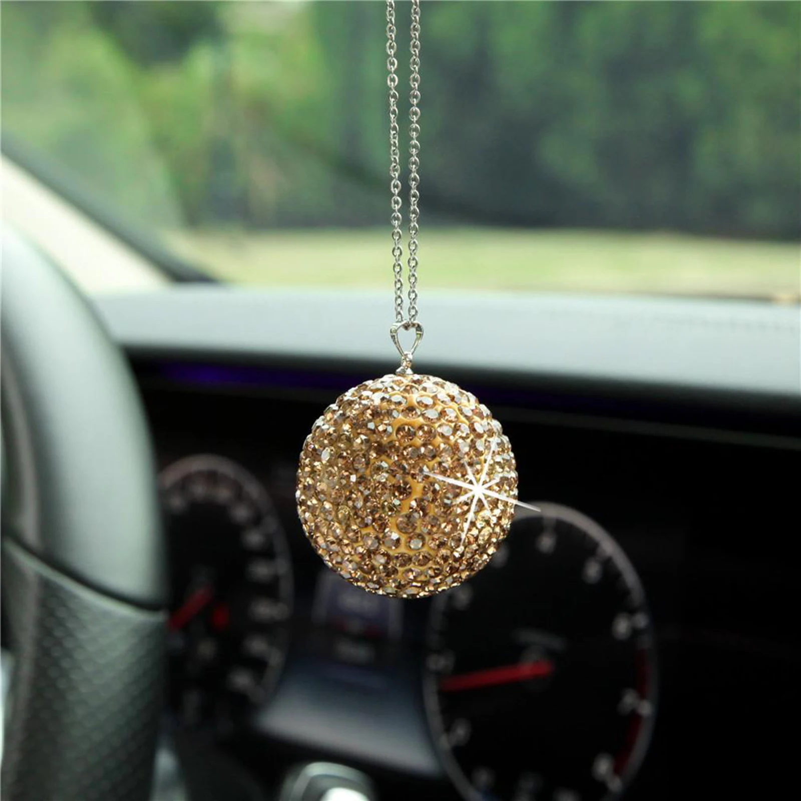 Disco Bling Bling Crystal Ball Cars Charms pendente per auto per specchietto retrovisore