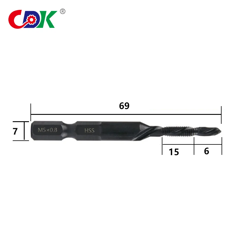 6Pcs M3-M10 Hex Shank HSS Screw Thread Metric Tap Drill Bits Combination Drill Tap