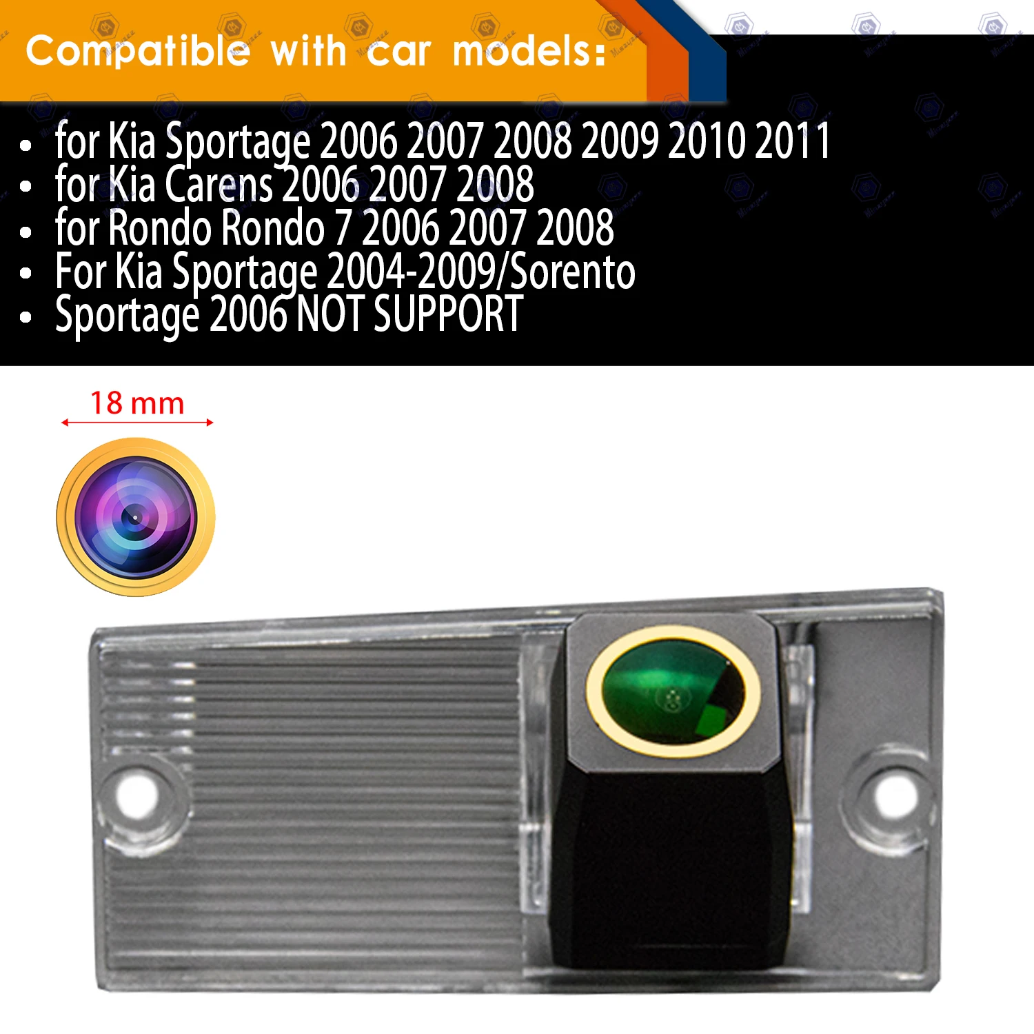 HD 1280* 720p Rear View Camera for Kia Sportage (2008-2010)/ Sorento (2002-2009),Night vision Reversing Backup Waterproof Camera