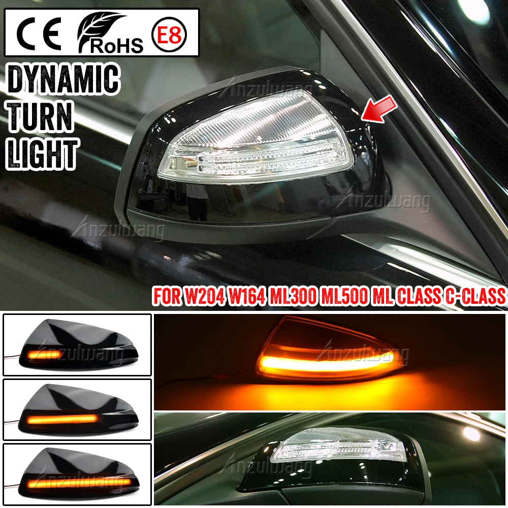 For Mercedes Benz Class C W204 S204 2007-2014 C300 Viano Vito W639 LED Dynamic Turn Signal Light Side Mirror Indicator Blinker