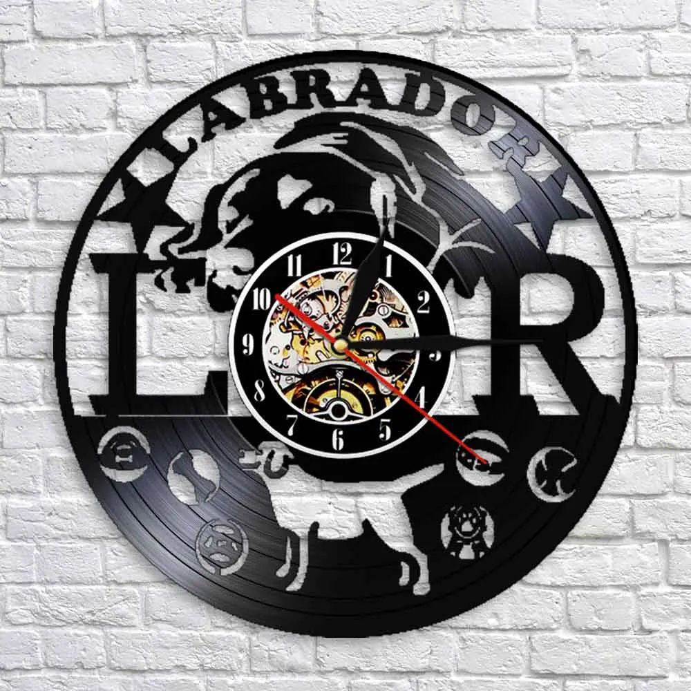 Labrador Golden Retriever Dog Wall Clock Dog Breeds Pet Puppy Vinyl Record Wall Clock 3D Wall Watches Unqiue Gift For Dog Lover