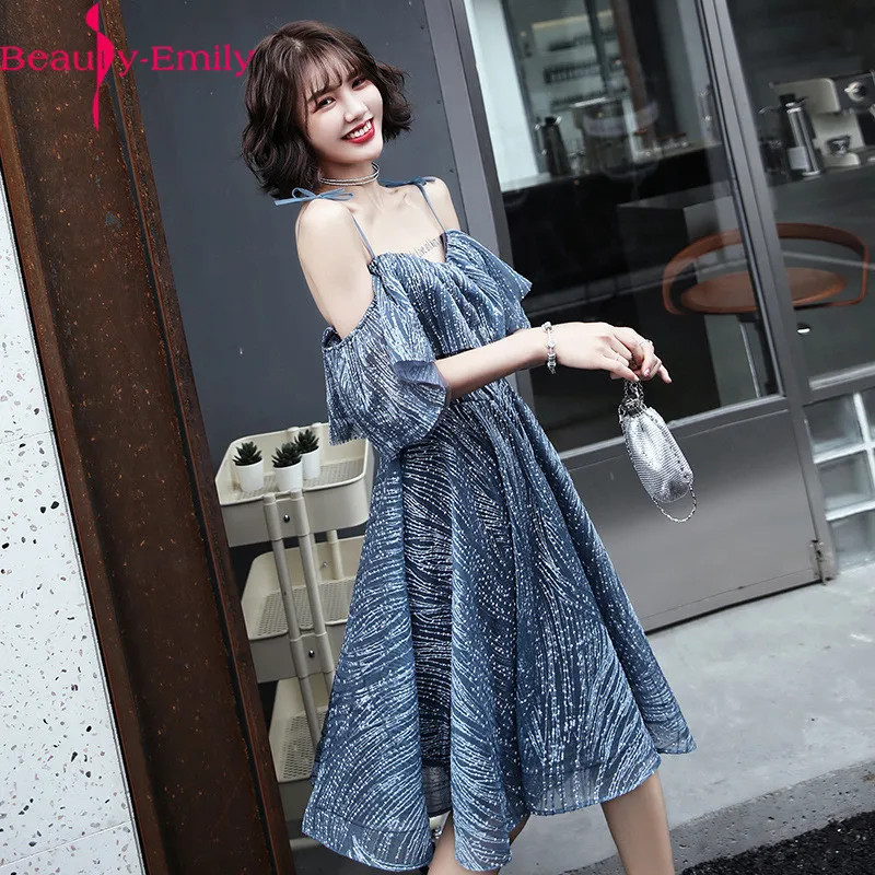 

Vintage Women Blue Evening Dress 2020 Tulle Women Dresses Sexy V Neck Spaghetti Strap Sequined Prom Party Dress Can Be Custom
