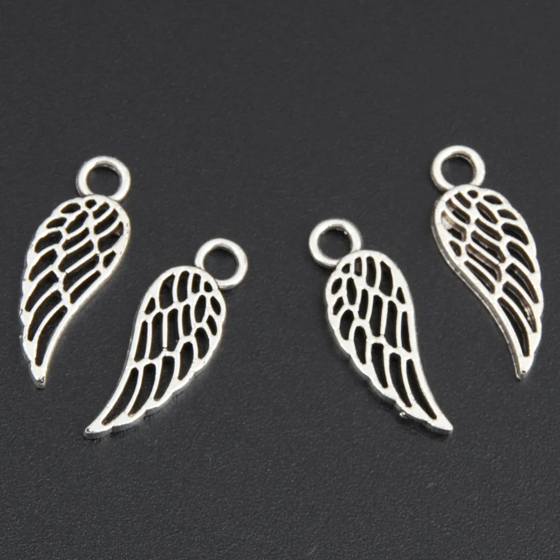 100pcs Silver Color 18x16.5mm Small Wing Charms Angel Wings Pendant Fit DIY Handmade Metal Jewelry Findings Supplies