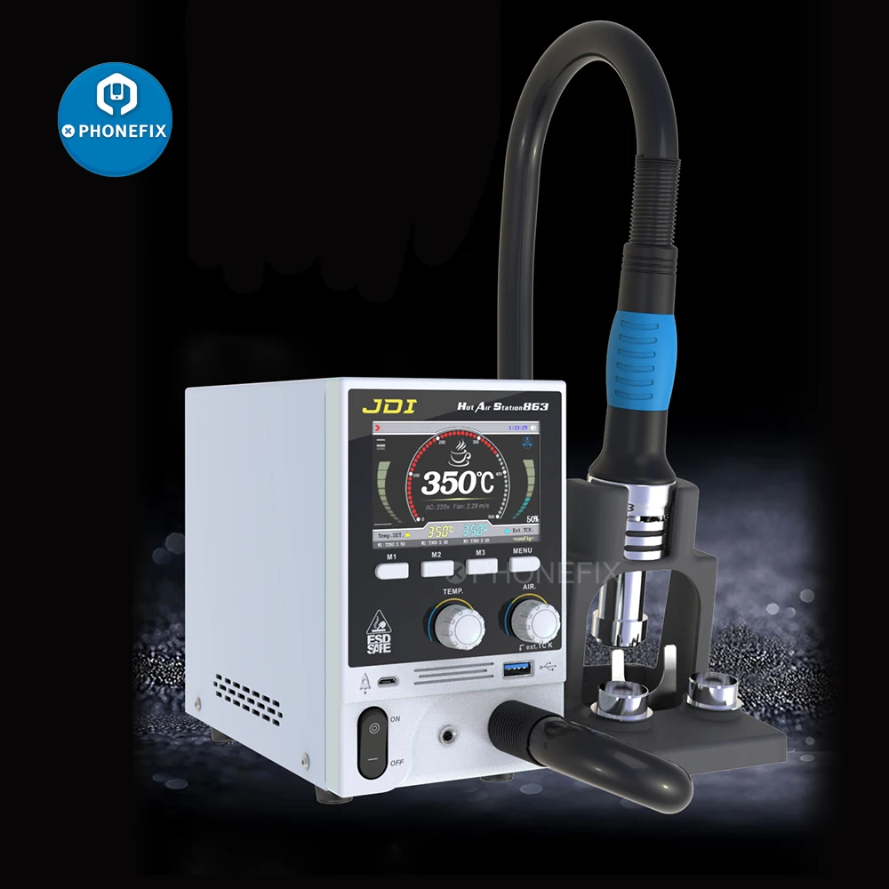 

JDI 863 1600W Hot Air Gun Soldering Rework Station LCD Digital Soldering Iron Stand for Phone PCB IC SMD Welding Tool