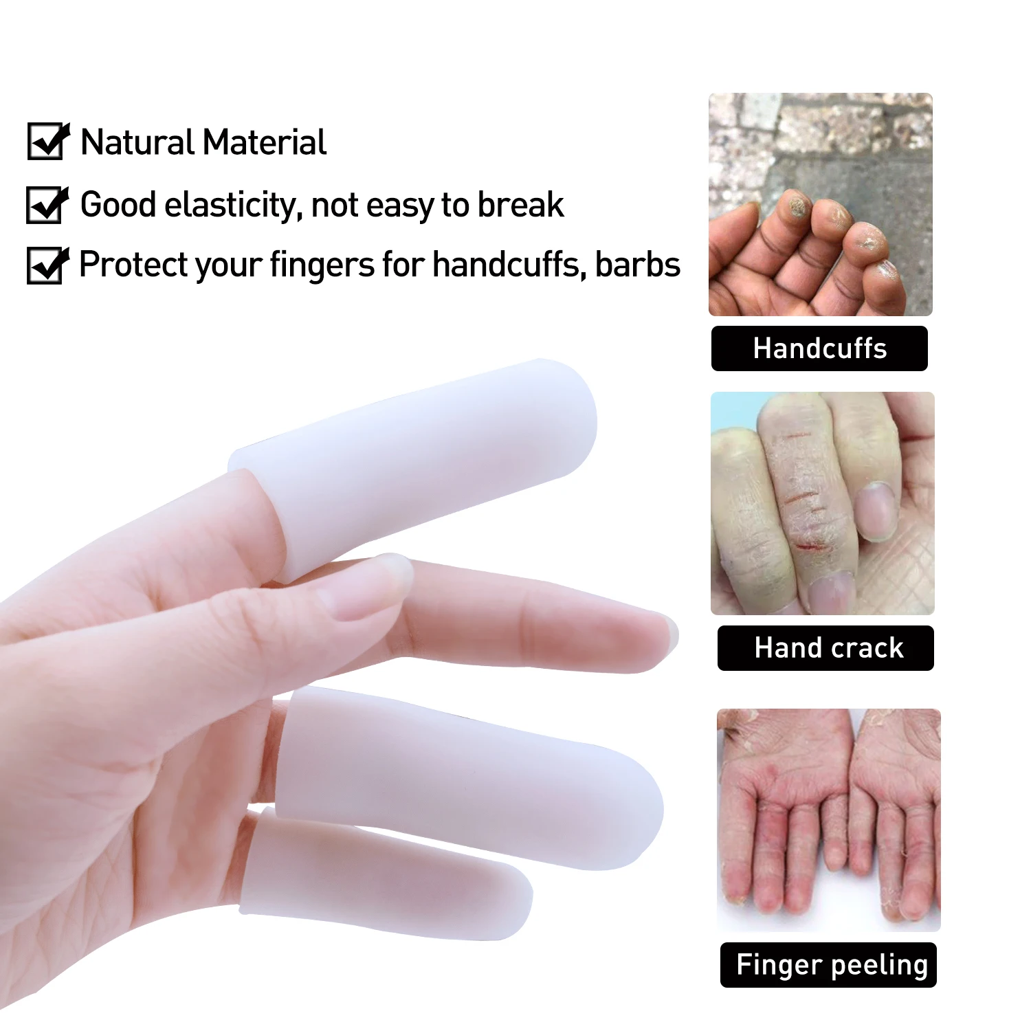 2Pcs White Thick Finger Protector Silicone Gel Tubes Thumb Covers Toe Protection For Corn Blister Cracked Pain 2.3*6.7cm C1597