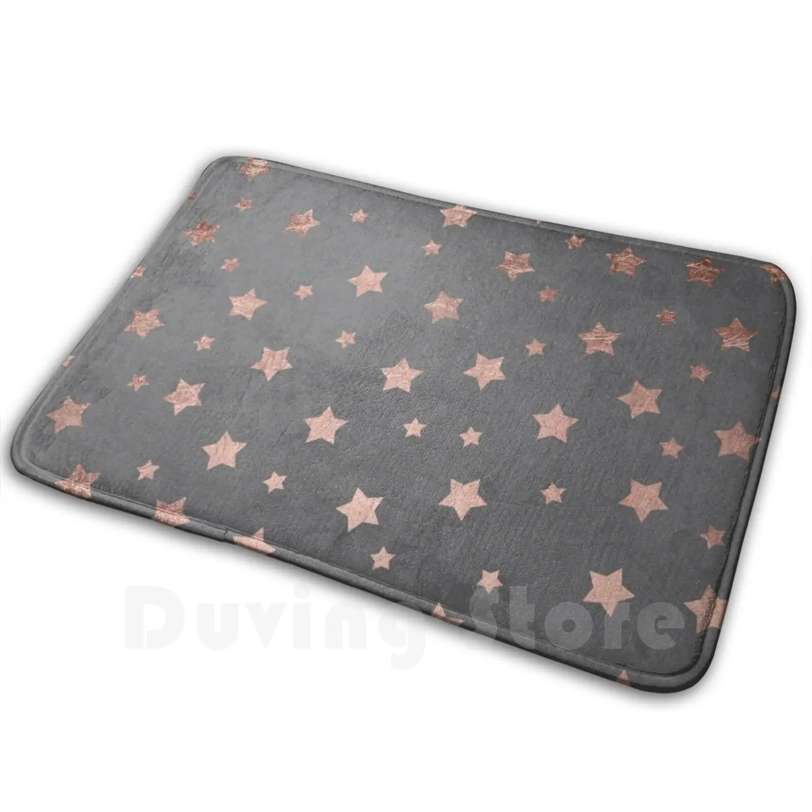 Rose Gold Christmas Stars Geometric Pattern Cement Carpet Mat Rug Cushion Soft Rose Gold Christmas Stars Geometric