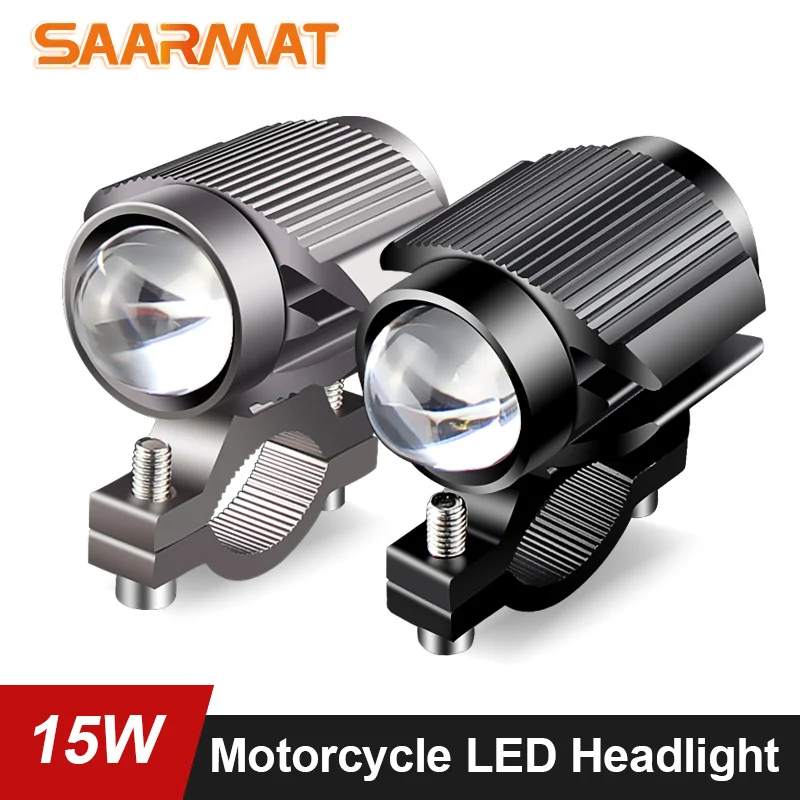 15W Super Bright Tri-model Motorcycle LED Headlight w/ Mini Projector Lens Car ATV Driving Foglight Auxiliary Spotlight yellow