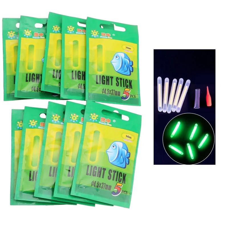 

5Pcs/25Pcs/50Pcs Fishing Float Light Sticks Fluorescent Glow Sticks for Fishing Floats and Bobbers Night Fishing Tackle 4.5*37mm