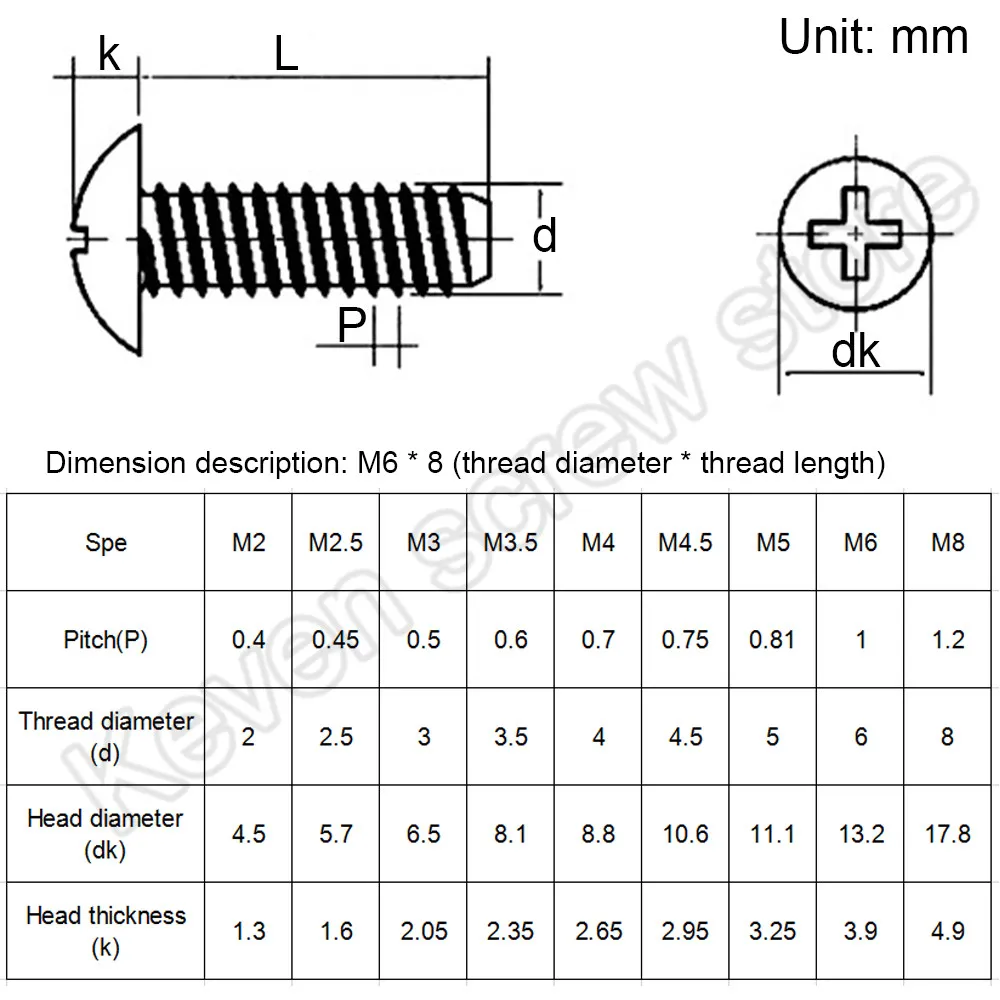 20PCS M4*8-45 Cross Recessed Truss Head Machine Screws Mushroom Big Flat Head Screw 304 Stainless Steel Phillips Screw M4x8