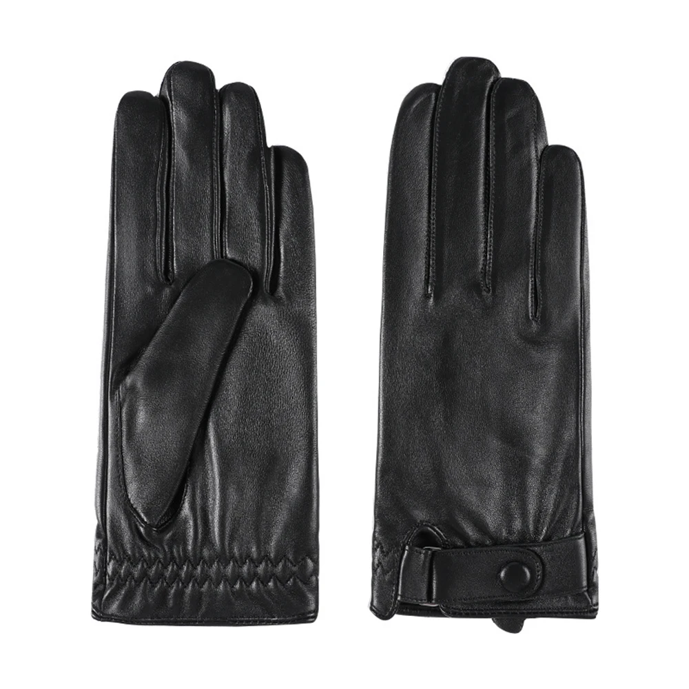 Gants en cuir de mouton véritable pour hommes, mitaines de conduite chaudes pour écran tactile, coupe-vent, haute qualité, automne hiver 100%, S2197