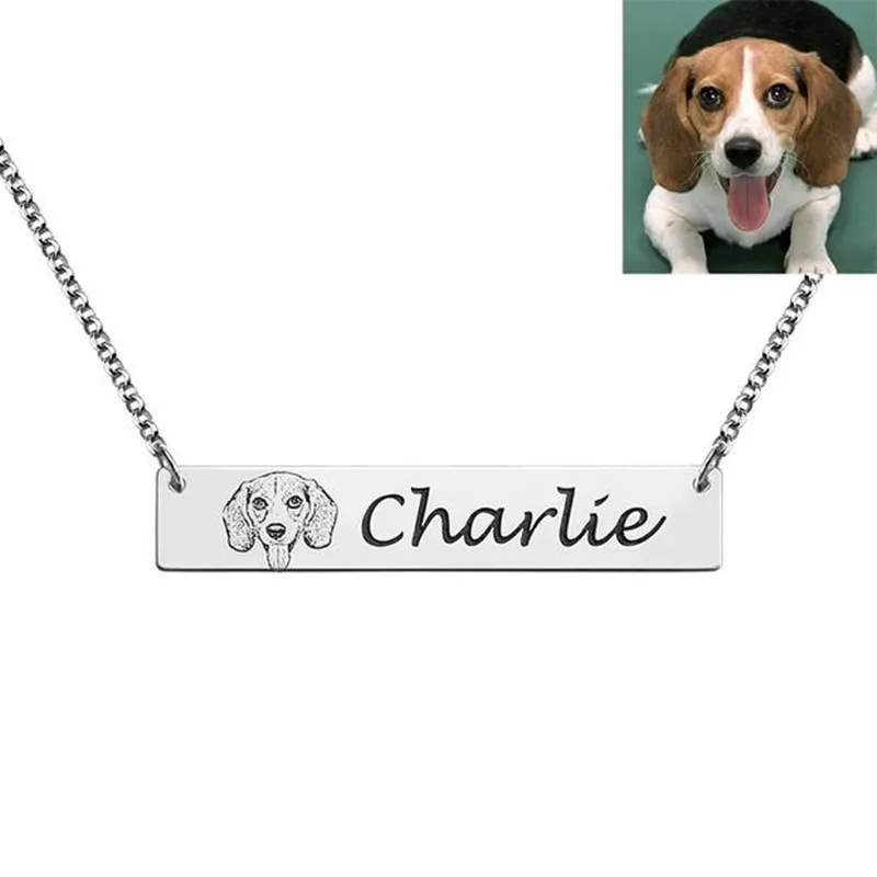 

DUOYING 2021 Custom Name Necklace Personalized Engraving Pet Photos Name Bar Necklace Stainless Steel Jewelry For Unisex Gift