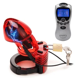 Electric Pulse Shock Chastity Cock Cage Male Masturbator Erotic Dildo Vibrator Penis Stimulation Belt Lock Sex Toys for Men 18+