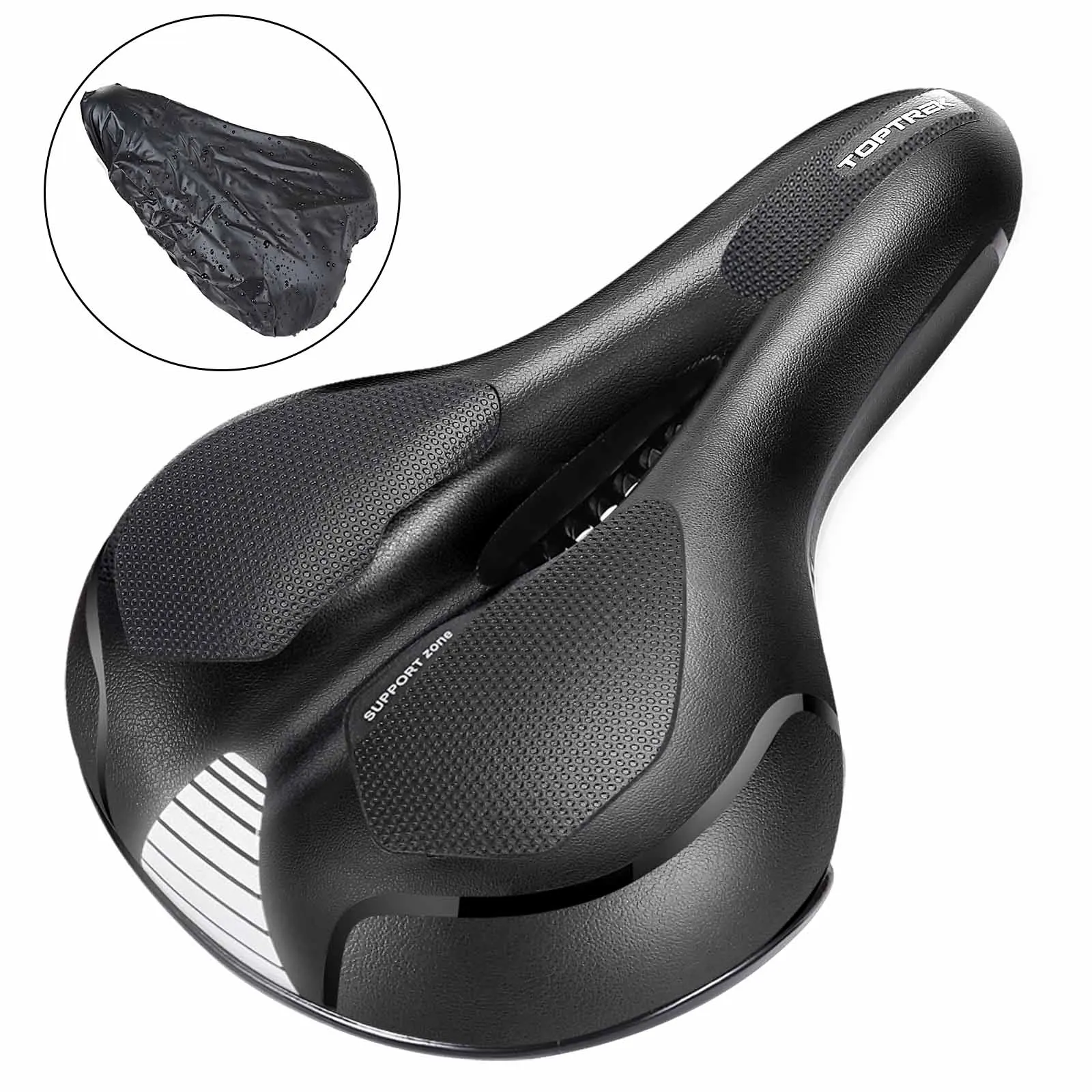 Toptrek Breathable Bike Saddle Comfortable Soft Memory Foam Bicycle Saddle PU Leather Surface Seat Hollow Bicycle Accessories