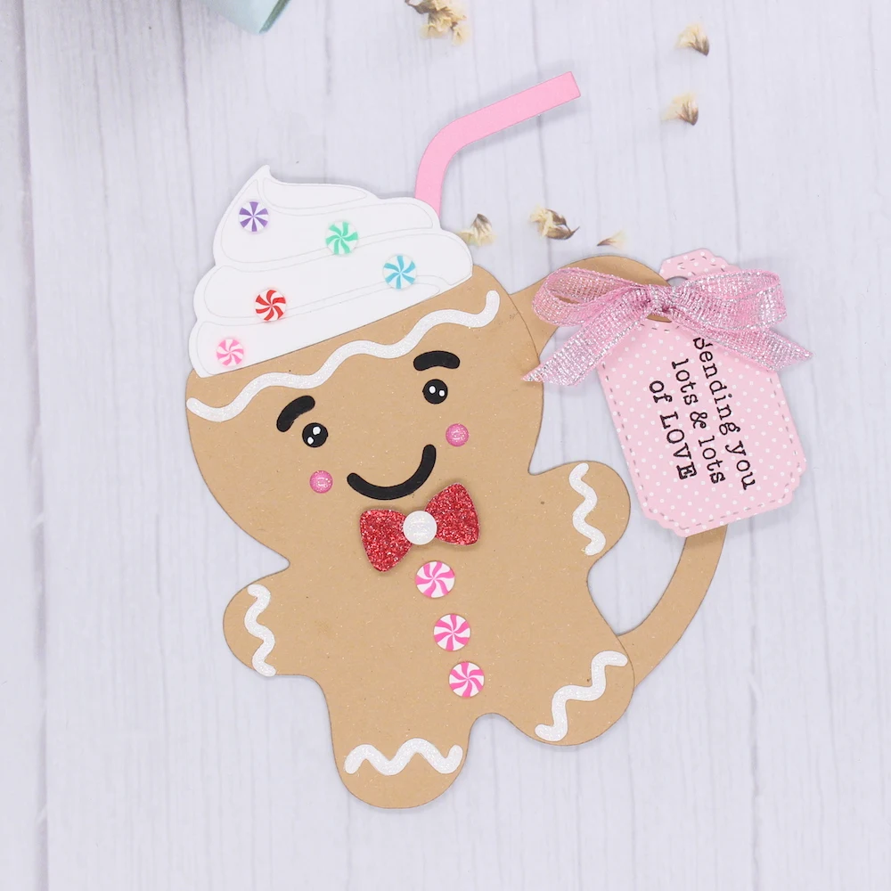 ZFPARTY Gingerbread Man Coffee Mug Shaker Metal Cutting Dies Stencils for DIY Scrapbooking Decorative Embossing DIY Paper Cards