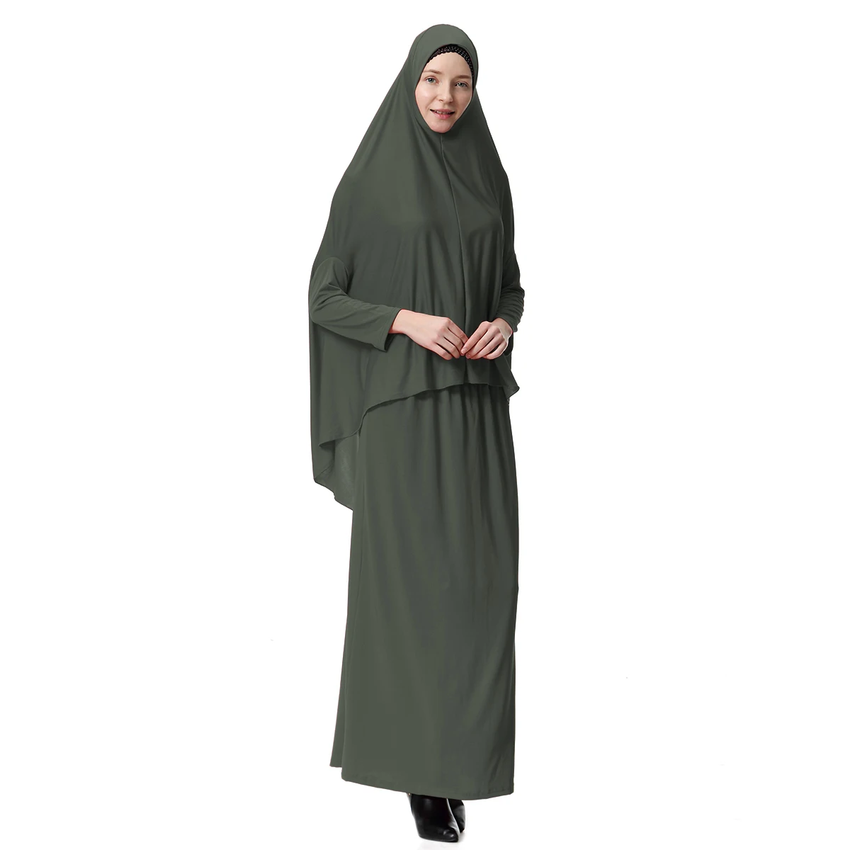 Damska 2-częściowa sukienka muzułmańska Zestaw modlitewny Khimar Abaya Overhead Hijab Skirt Full Cover Islam Clothing Bliski Wschód Turcja Kaftan Robe