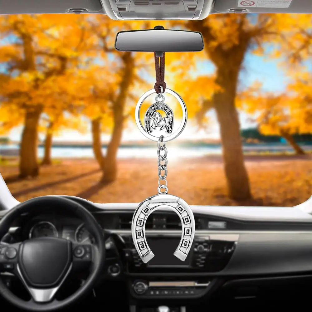 Bemost Car Pendant Horseshoe Hanging Ornaments Automobiles Rearview Mirror Suspension Decoration Accessories Auto Gifts