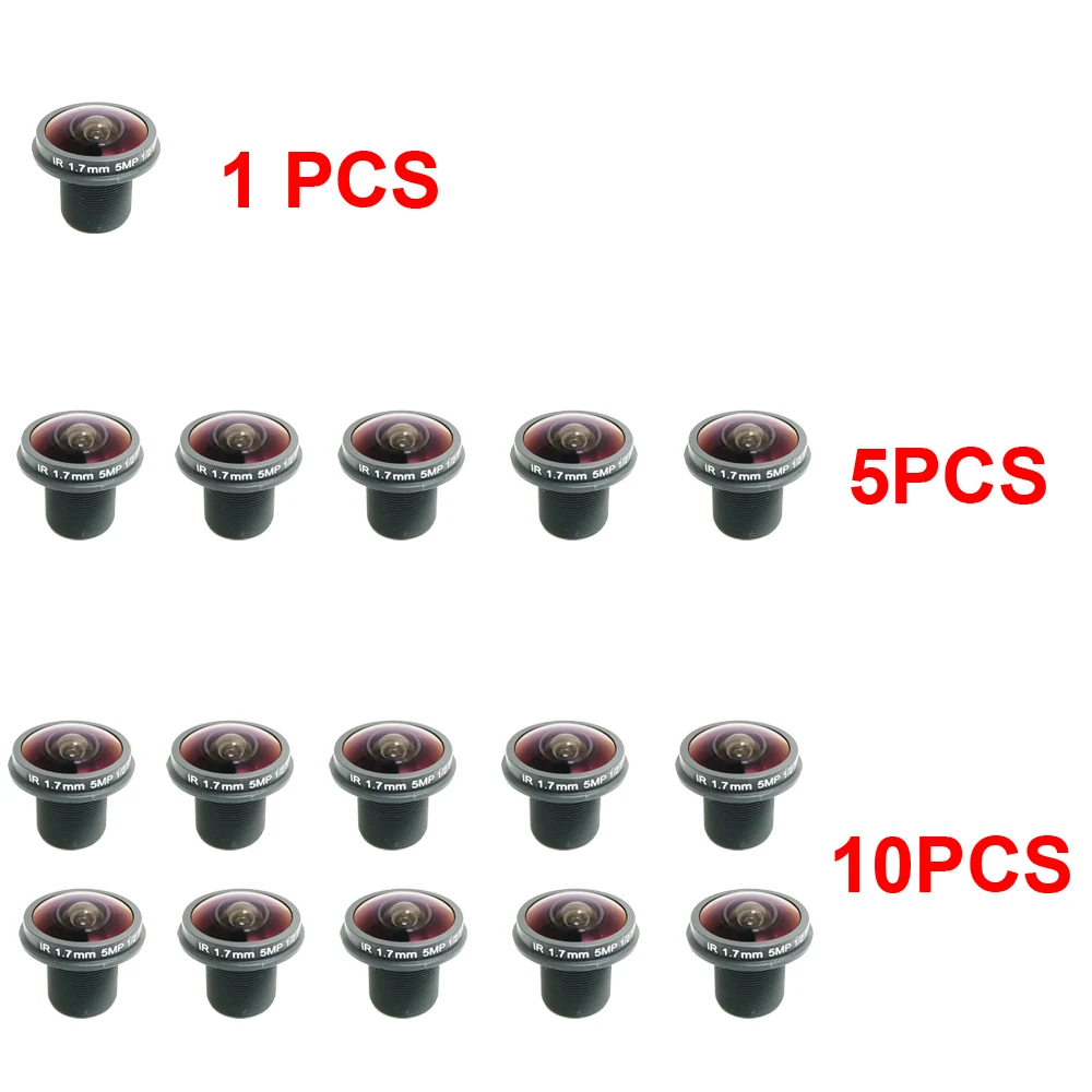 

10 pcs 5 pcs 5MP 1.7mm Fisheye Panoramic Lens 180 Degree Lens CCTV Camera Lens 5 Megapixel for HD Security Panoramic Lens JIENUO