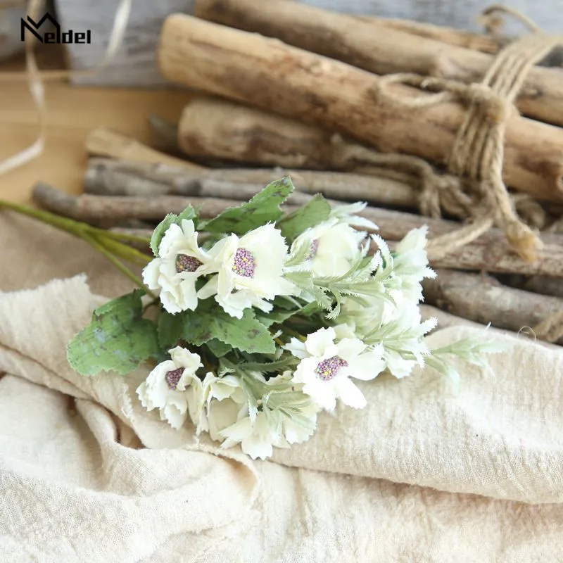 Meldel mini buquê de flores artificiais falsas, arranjo de flores em seda de milão, arranjo de flores para festa de casamento, decoração de mesa para festival em casa