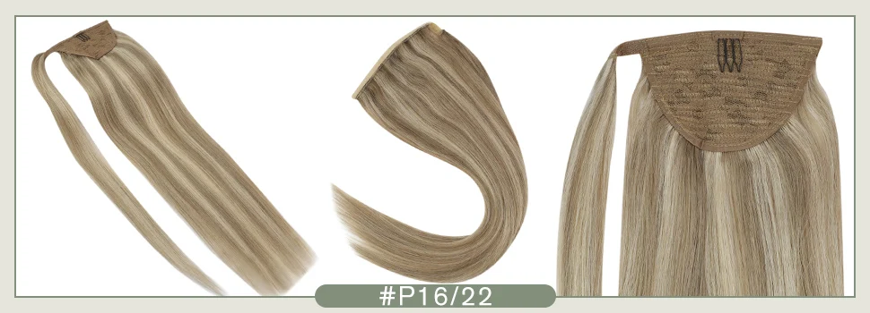 VeSunny Echthaar-Pferdeschwanz, Ombré-Braun, Pferdeschwanz-Verlängerung, echtes Menschenhaar, dunkler Ansatz, hellbraun mit blondem Haar, Pferdeschwanz-Haar – Detail 10