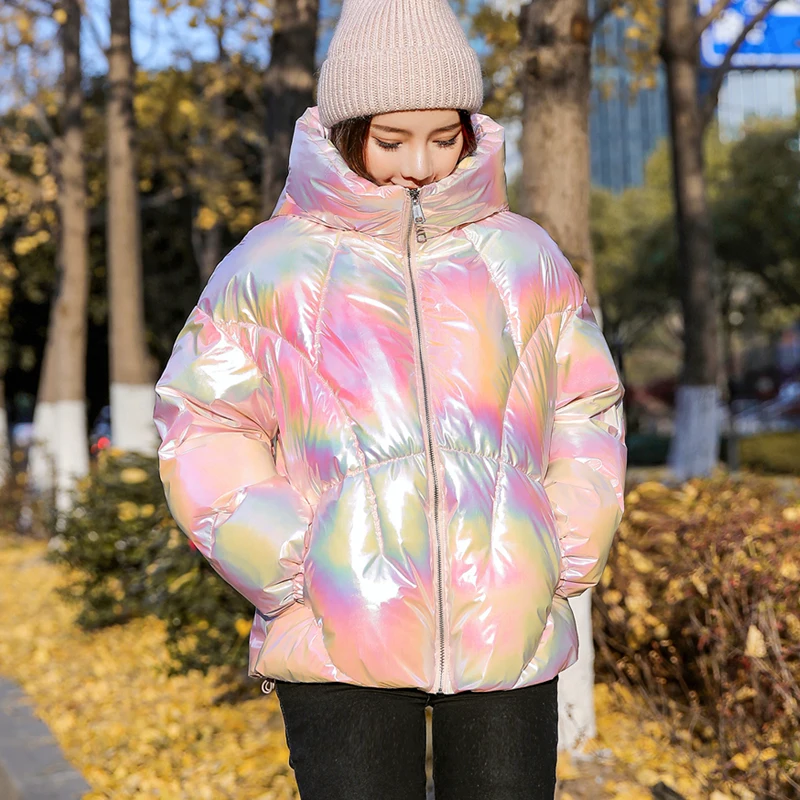 2022 New Winter Jacket Coats Women Parkas Hooded Glossy Down Cotton Jacket Warm Casual Parka Padded Cotton Coat Female