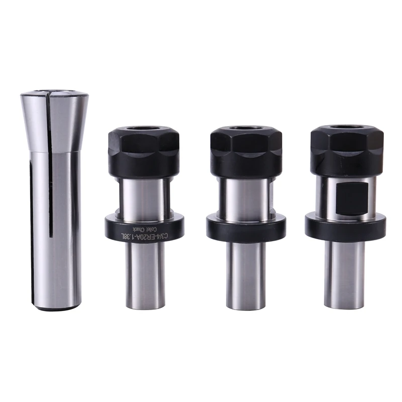 3 Pieces of 3/4 ER20 1.38 Chuck Chuck + 1Pc R8 Chuck 3/4, with Flat TTS System Kit, Tool Holder