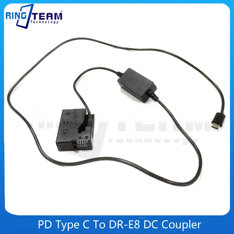 Type-C to DC 3.0*1.1mm Cable + LP-E8 DR-E8 DC Coupler ACK-E8 For Canon EOS 550D 600D 650D 700D T2i T3i T4i X4 X5 X6i Cameras