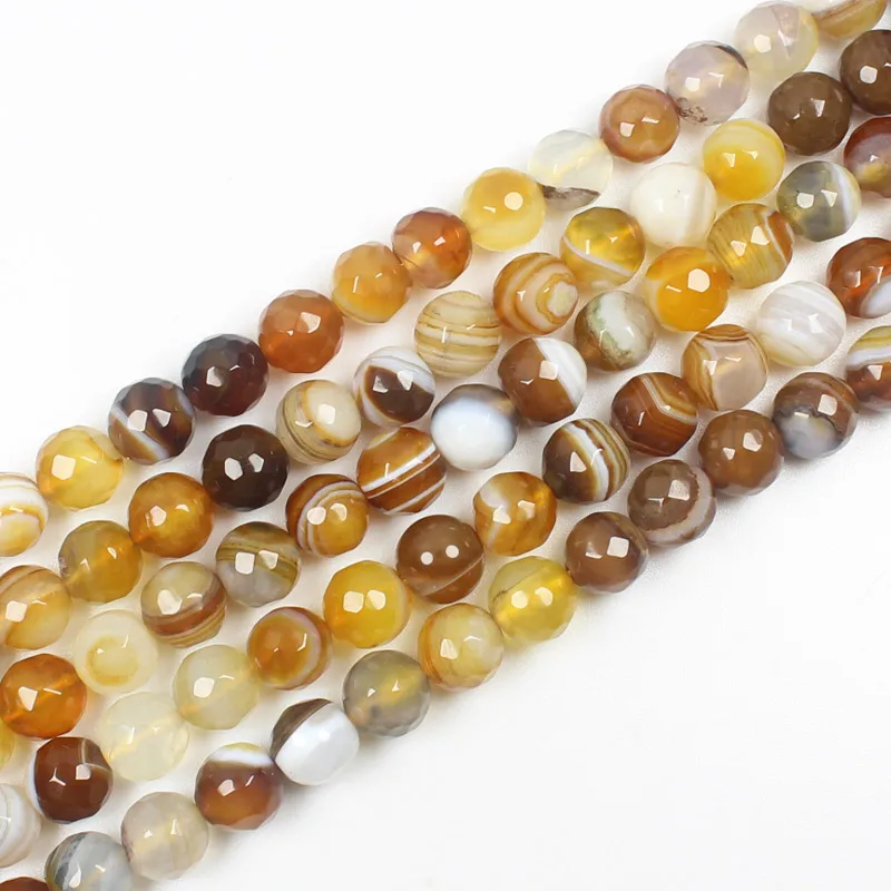 Natural Faceted Amber Yellow Stripe Agate 6-16mm 15inch per strand, For DIY Necklace Bracelat Jewelry Making !
