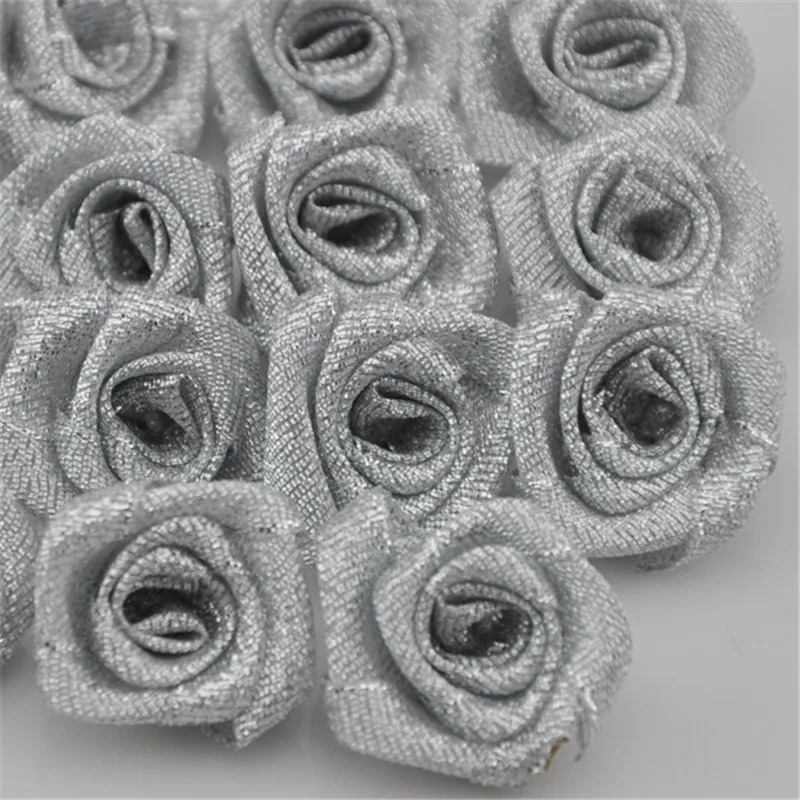 20 pcs Organza Ribbon Rose Flower Silver color  DIY Craft Appliques B82