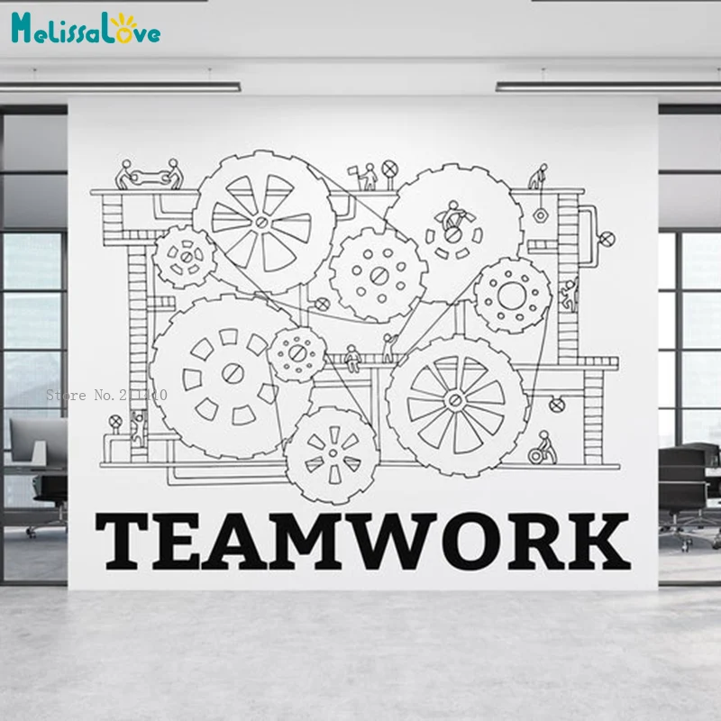 Large-size Gears Coordinate With Each Other Teamwork Wall Stickers Office Working Area Decoration Removable Decals Vinyl YT5751