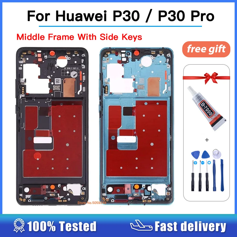 

For Huawei P30 P30 Pro Mid Middle Frame Housing With Side Keys Repair For Huawei P30 / P30Pro Middle Frame Housing Bezel Cover