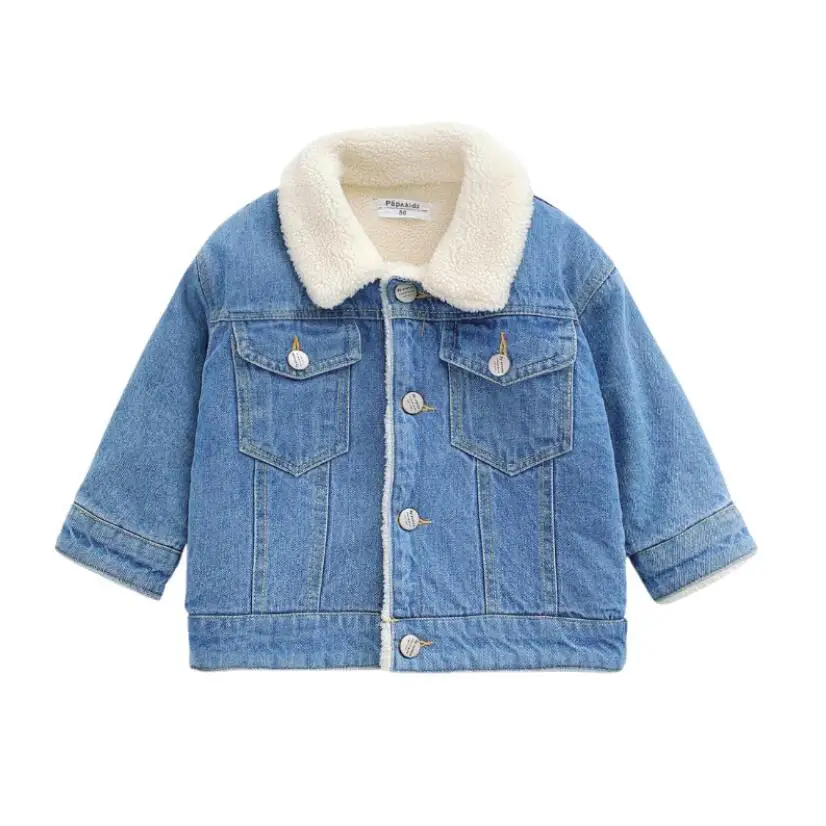 

Boys winter jacket Lamb cashmere Windbreaker baby boys denim jacket child tops 1-7T little kids jacket fleece thickening coat