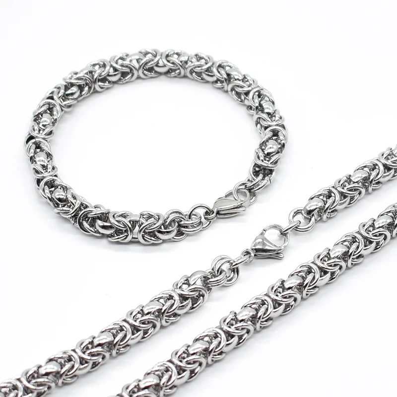 

AMUMIU 9MM Width Silver Color Fashion Huge & Heavy Long Rope Chain Jewelry Sets Stainless Steel Necklace & Bracelet HTZ177W9