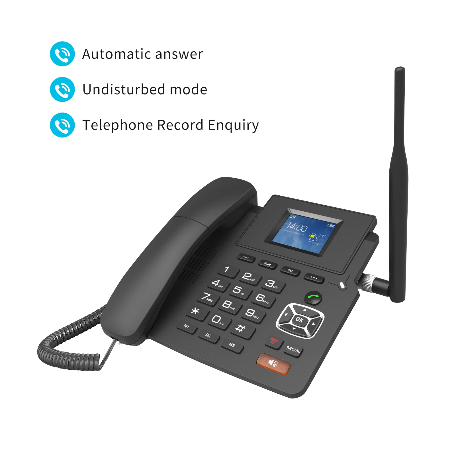 P03-4G Desktop Wireless Telephone 4G VOIP Phone Support 2 SIP Accounts WIFI SIM Card with Antenna LCD Screen Auto Answer