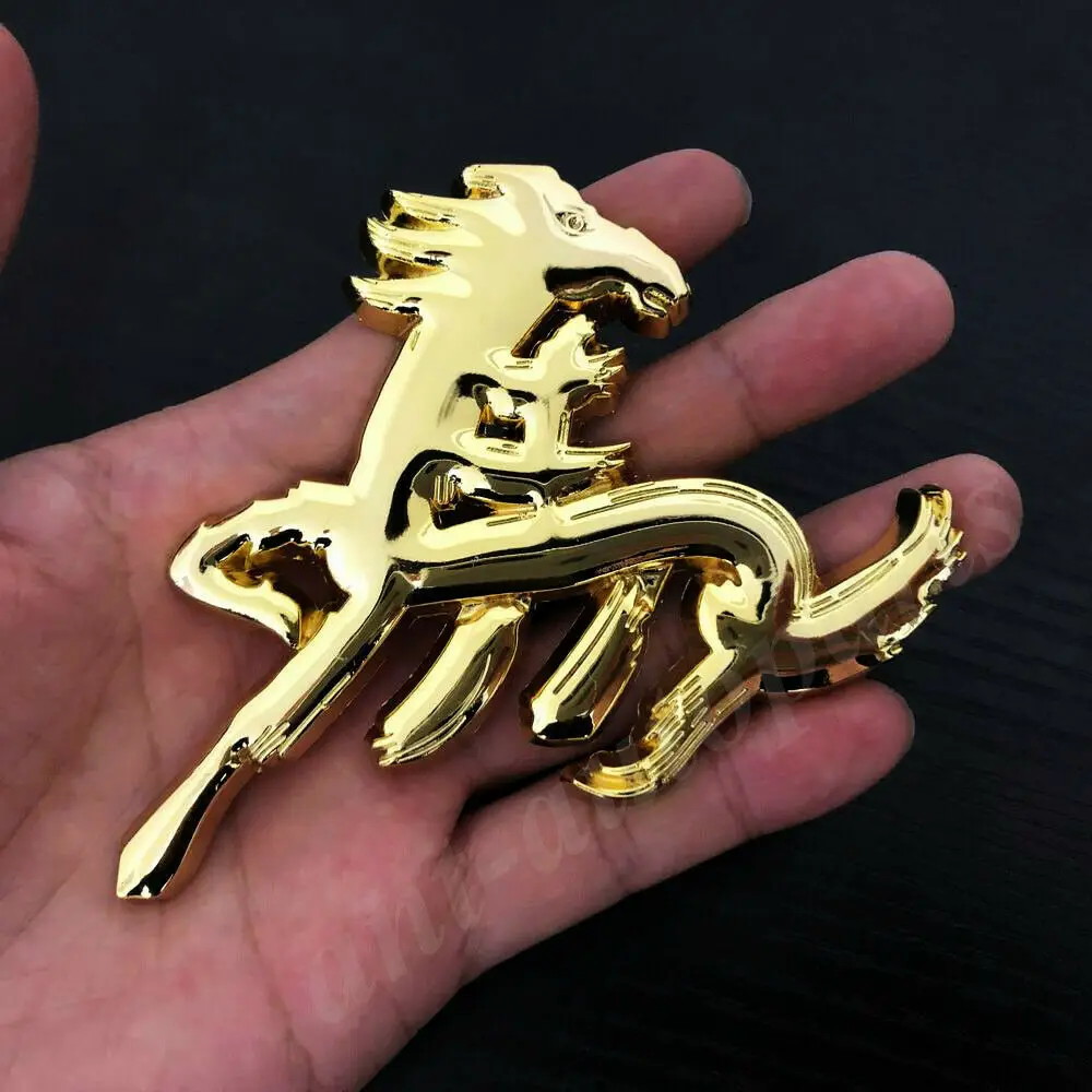 Metal Golden Chinese Character Runing Horse Pony Car Front Grille Emblem Badge