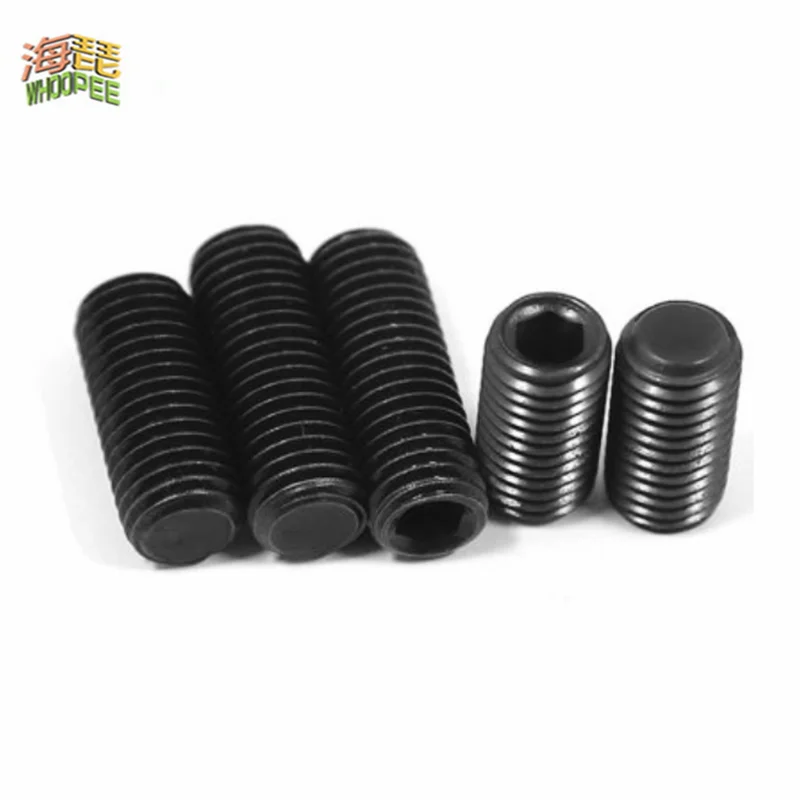 1/50pcs M2.5 M3 M4 M5 M6 M8 M10 M12 M16 Black Grade 12.9 Steel Allen Head Hex Hexagon Socket Flat Point Set Screw End Grub Bolt