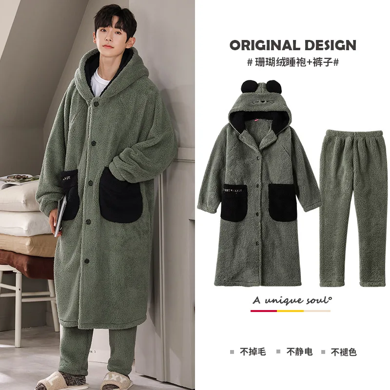 Peignoir multicolore à manches longues pour hommes, ensembles de peignoirs, kimono, vêtements pour la maison, zones de pyjama, cardigan en bre,