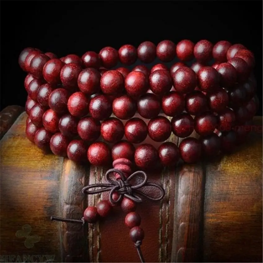 6mm 108 Lobular Rosewood Sandalwood Beads Mala Bracelet Monk Spirituality Yoga Energy Nature Pray Men Healing Stress Prayer