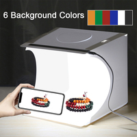 Tabletop Photo Studio Shooting Light Box Portable Folding Desktop Mini Tents Box for Camera Photo Softbox 1 LED Light 6 Backdrop