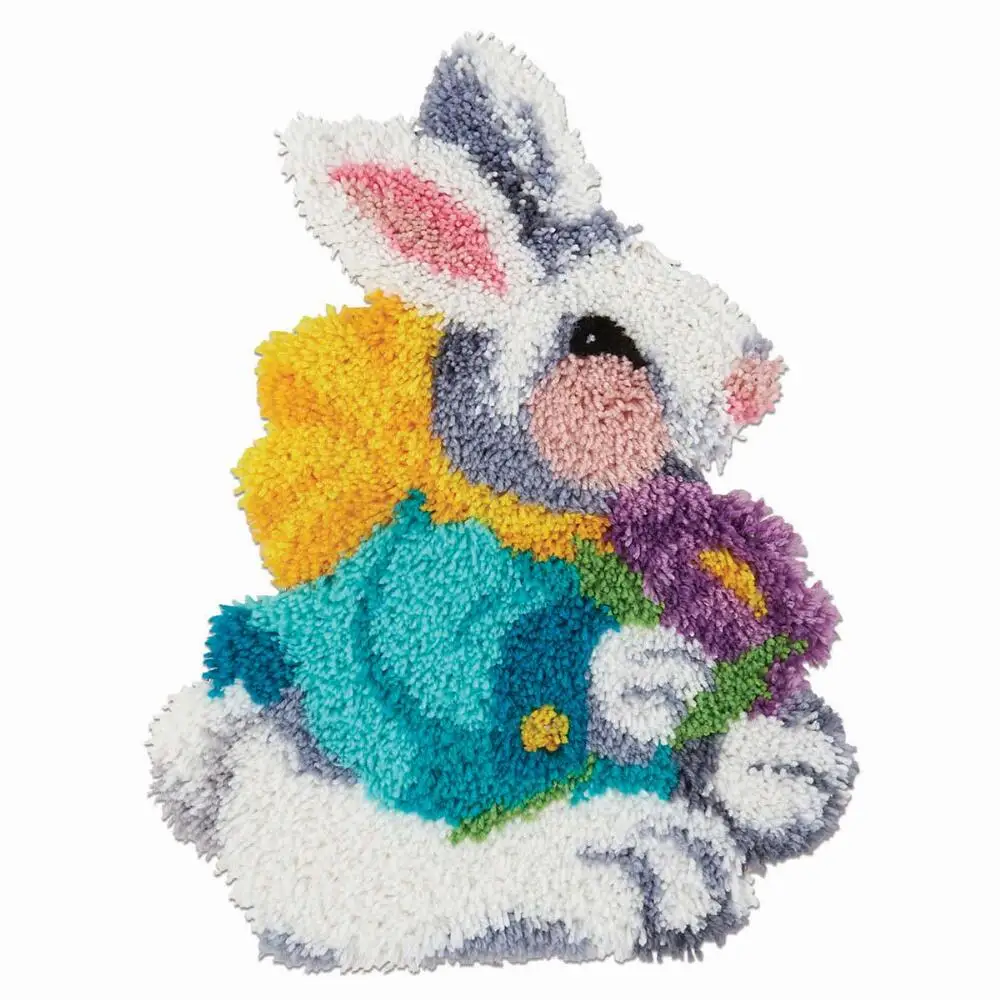 Rabbit Latch Hook Kits for Adults and Kids with Pre-printed colorfull Canvas Gift Hobby Decoration