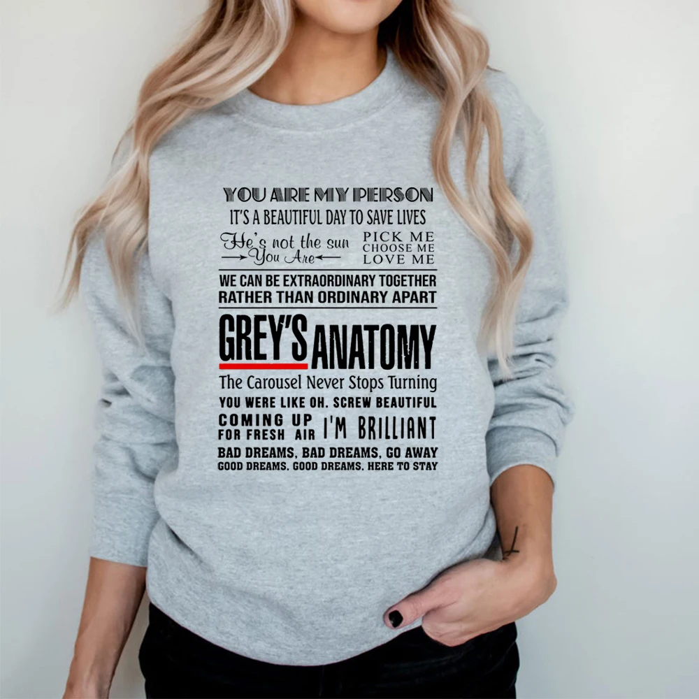 

Greys Anatomy Sweatshirt You're My Person Greys Anatomy Tv Show Inspired Quotes Hoodie Women Kawaii Sweatshirts Casual Tops