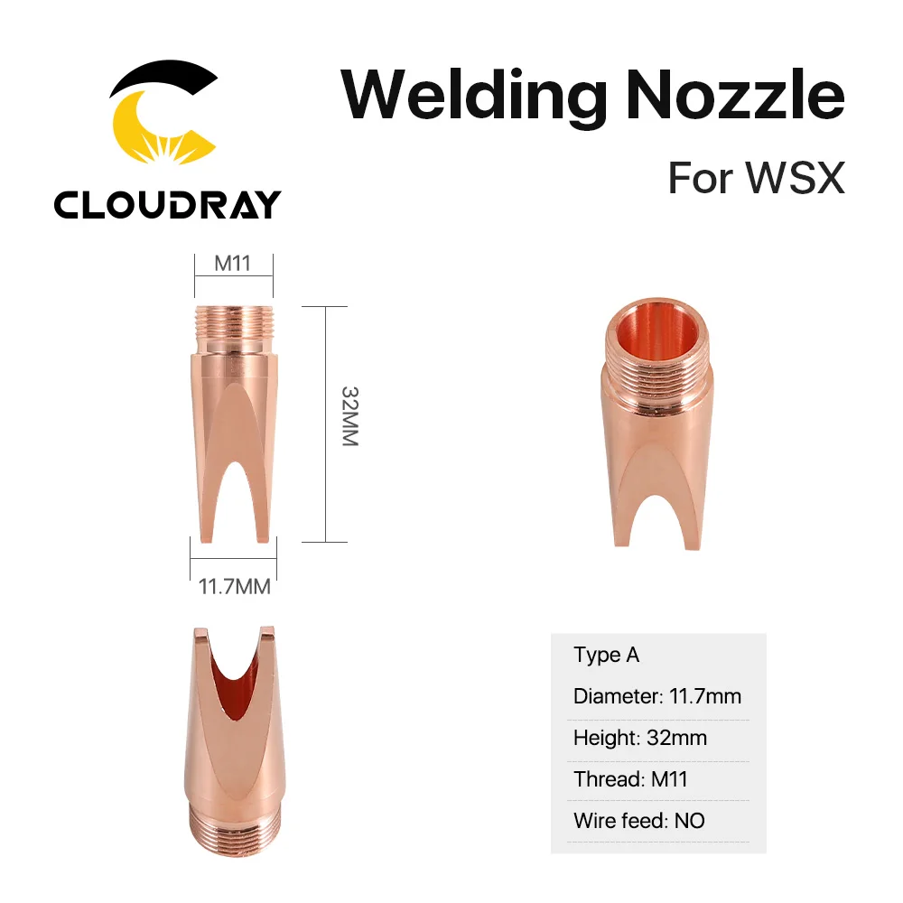 Cloudray 10Pcs WSX Laser Welding Nozzle M11 Diameter 11.7mm Height 32mm With Wire Feed for 1064nm Laser Welding Head