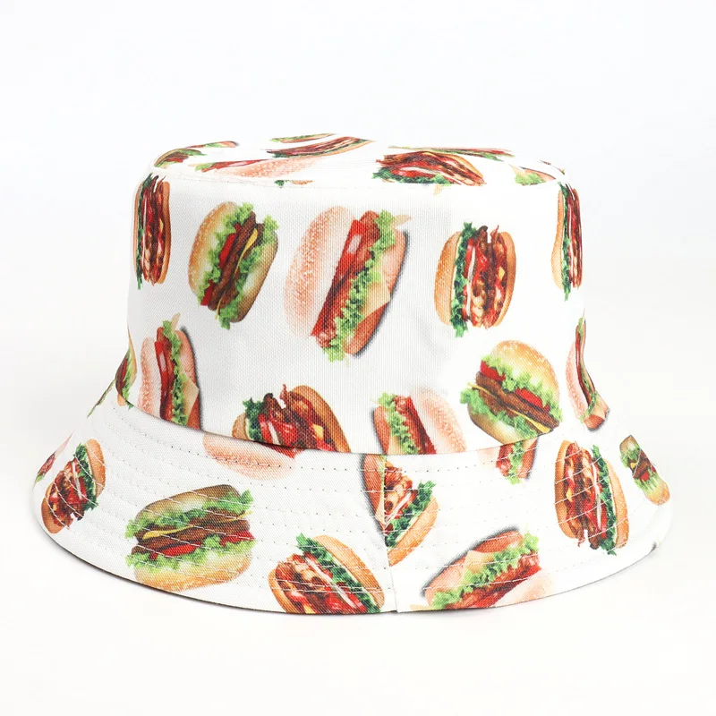 2021 four seasons Cotton Burger print Bucket Hat Fisherman outdoor travel Sun Cap for Men and Women 329