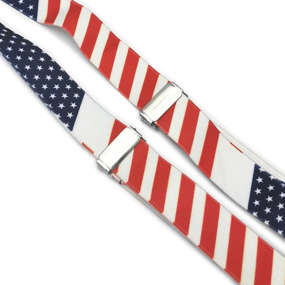 ผู้ปกครอง-เด็ก Suspenders ผู้ชาย USA อเมริการูปแบบธง Unisex 4 Clip-on Braces Elastic Suspenders Mens WOMENS Boys หญิง