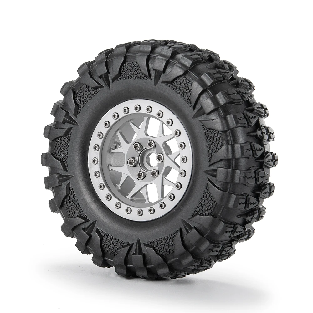 YEAHRUN 2.2 inch Metal Beadlock Wheel Rims + Rubber Tires for Axial SCX10 Wraith TRX-4 1/10 RC Crawler Model Car Upgrade Parts