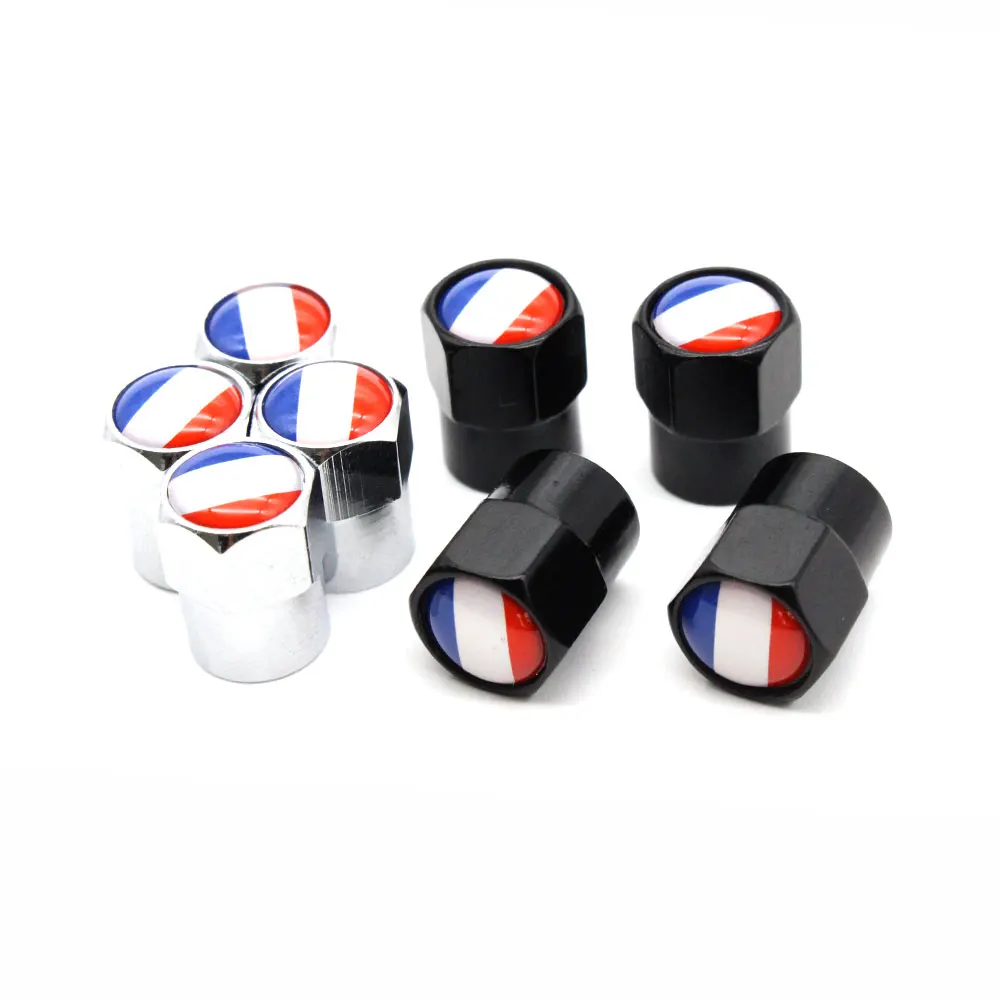 Autcoat 4 pçs/set tampas de poeira da válvula do pneu frança bandeira nacional liga alumínio/cobre para carros caminhões motocicletas bicicletas