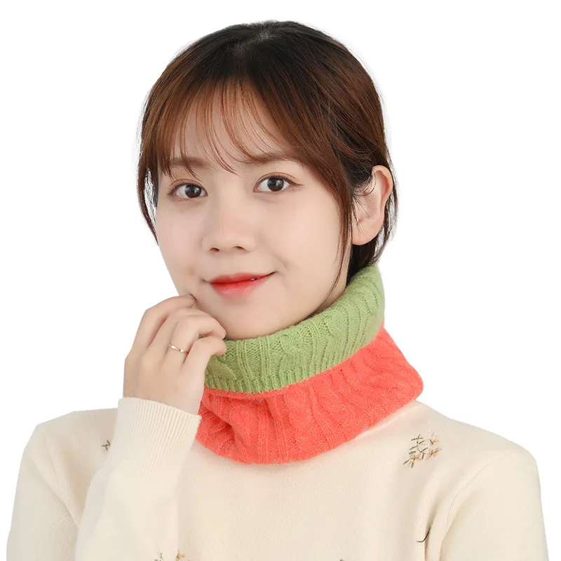 

New Autumn and Winter Solid Color Knitted Wool Cold Scarf with Double-sided Elastic Cashmere Scarf and High Collar Twist Scarf