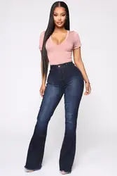 2020 Hot Sale Woman Denim Flare Pants High Waist Slim Stretch Jeans Casual Bootcut Jeans Top Quality Wholesale Price